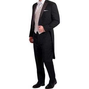 Boys Size 10  100% Wool Black with Satin Peak Lapel Tailcoat-Ring Bearer  Gala